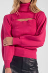 Elan Fuschia Cutout Sweater