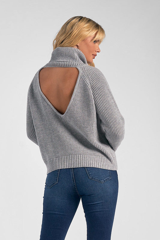 Elan Open Back Light Grey Sweater