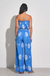 Elan Blue Paisley Embroidery Tube Jumpsuit