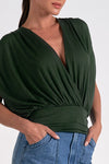 Elan Dark Green Deep V Blouse