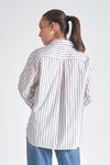 Elan White/Grey Stripe L/S Smock Top