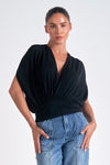 Elan Black Deep V Blouse