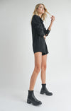 Sadie & Sage Black Corduroy Long Sleeve Romper