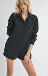 Sadie & Sage Black Corduroy Long Sleeve Romper