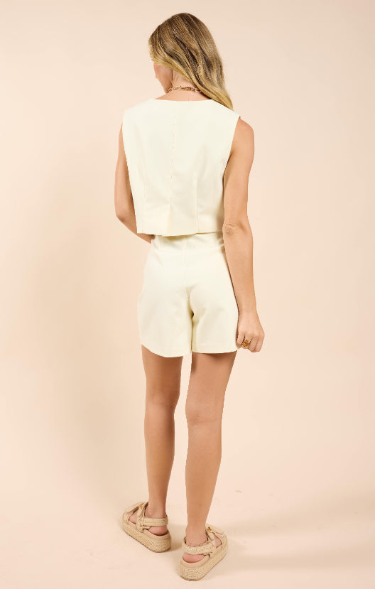 Sadie & Sage Butter Cropped Waistcoat Vest