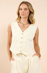 Sadie & Sage Butter Cropped Waistcoat Vest
