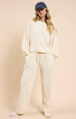 Sadie & Sage Warm Cream Drawstring Wide Leg Pant
