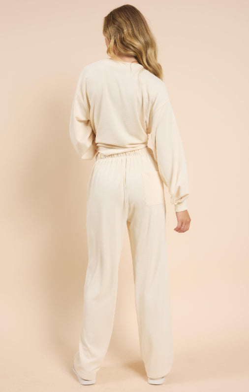 Sadie & Sage Warm Cream Drawstring Wide Leg Pant