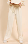 Sadie & Sage Warm Cream Drawstring Wide Leg Pant