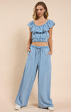 Sadie & Sage Chambray Drawstring Wide Leg Pant