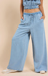 Sadie & Sage Chambray Drawstring Wide Leg Pant
