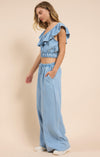 Sadie & Sage Chambray Drawstring Wide Leg Pant