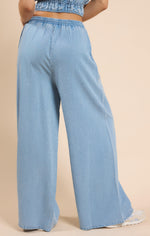 Sadie & Sage Chambray Drawstring Wide Leg Pant