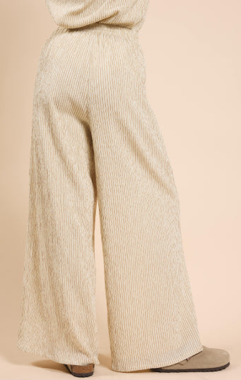 Sadie & Sage Warm Cream/Brown Striped Wide Leg Pant