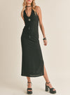 Sadie & Sage Black Textured V-Neck Maxi Dress