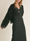 Sadie & Sage Black Textured V-Neck Maxi Dress