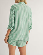 Sadie & Sage Traditions Green Striped Button Down Top