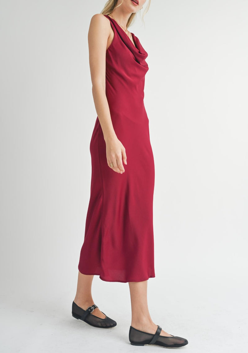 Sadie & Sage Cranberry Red Cowl Dress – Mena and Co. Boutique