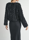 Sadie & Sage Black Fur and Sequin Jacket