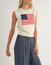 Sadie & Sage American Flag Knit Sweater Tank