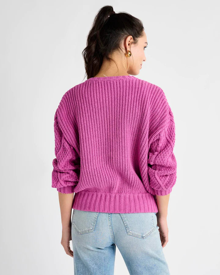 Splendid Katie Bobble Cardigan Sweater Magenta