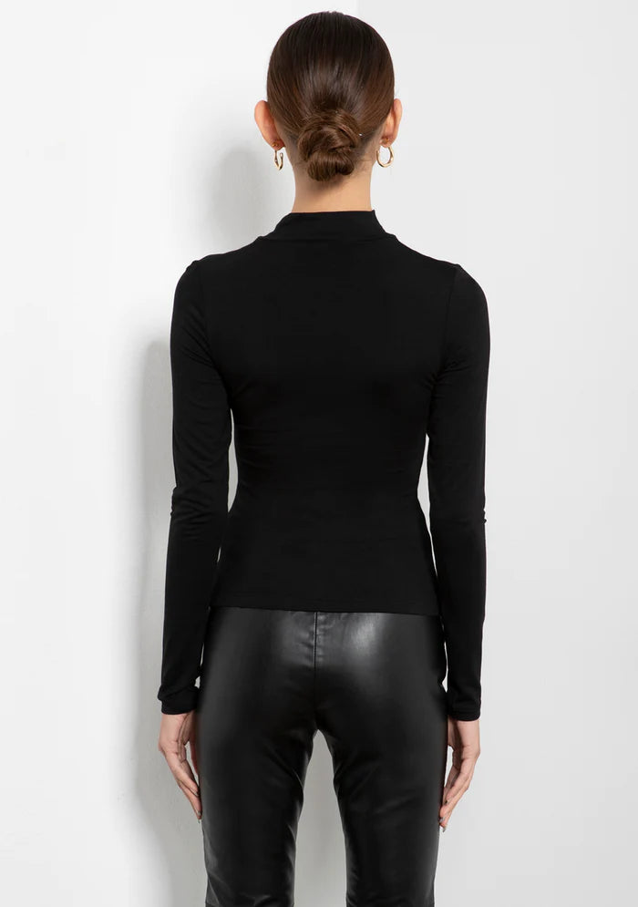 Tart Black Johnnie Cutout Long Sleeve Top