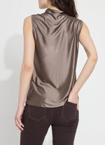 Lysse Taupe Satin Mock Neck Top