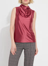 Lysse Cranberry Satin Mock Neck Top