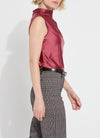 Lysse Cranberry Satin Mock Neck Top