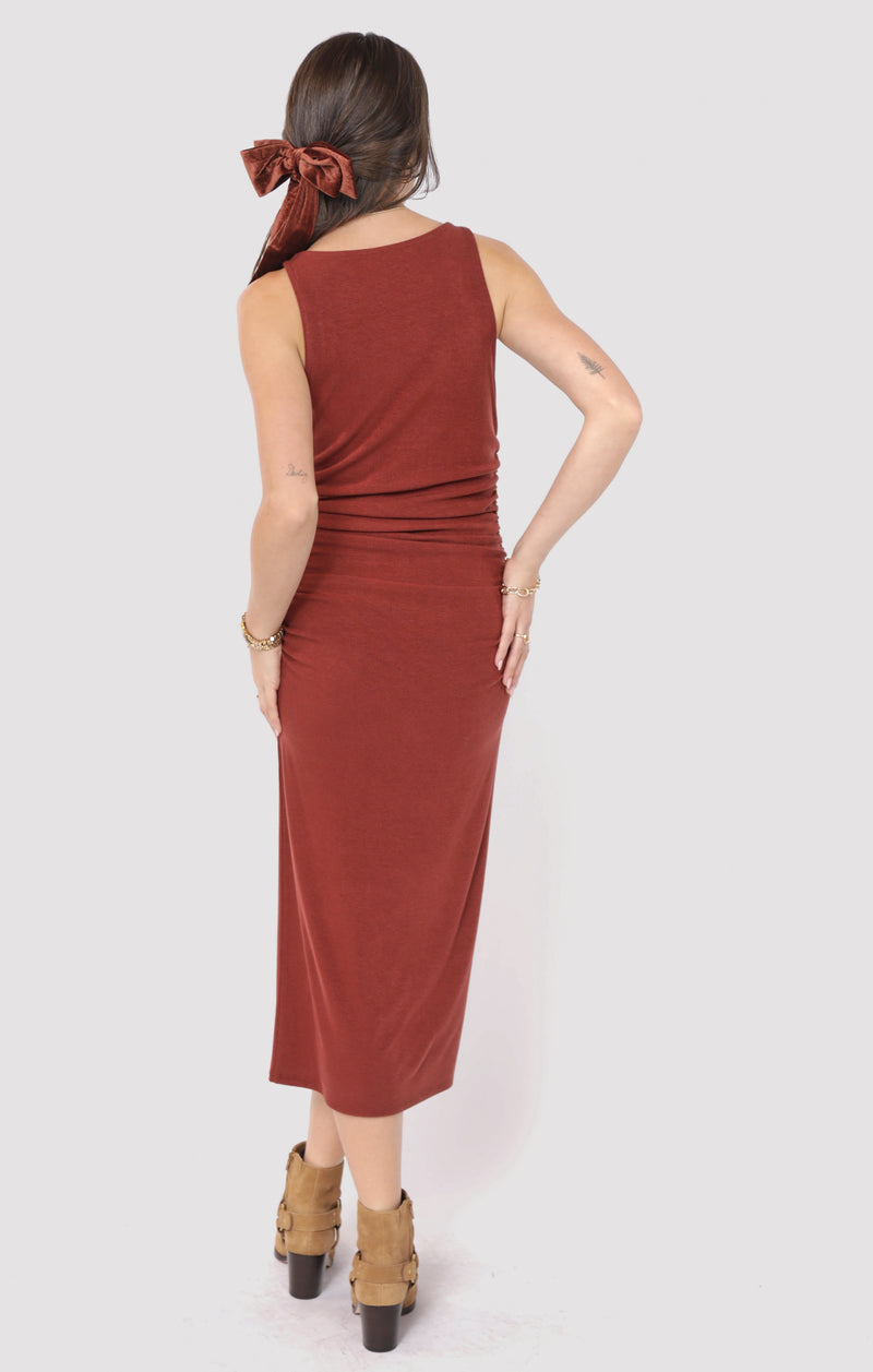 Sadie & Sage Marsala Red Boatneck Midi Dress