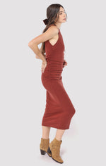 Sadie & Sage Marsala Red Boatneck Midi Dress