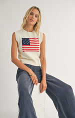 Sadie & Sage American Flag Knit Sweater Tank