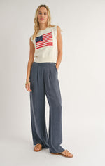 Sadie & Sage American Flag Knit Sweater Tank